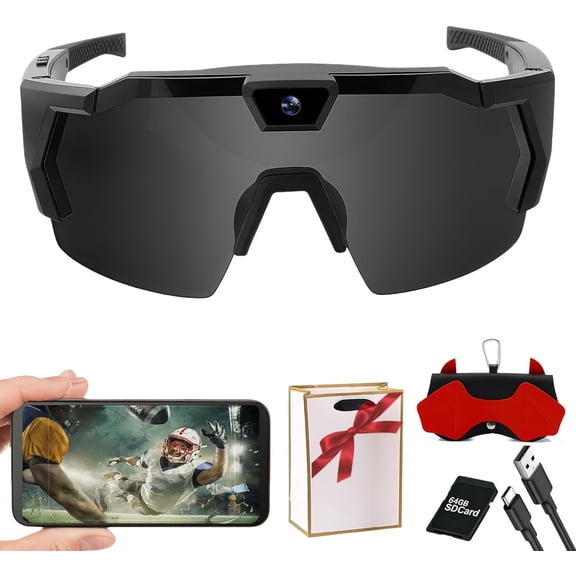 2026 Upgraded POV Glasses 4K Baseball Glasses, Smart Baseball Sunglasses with Camera, Anti-Glare, Loop Recording, for Sports