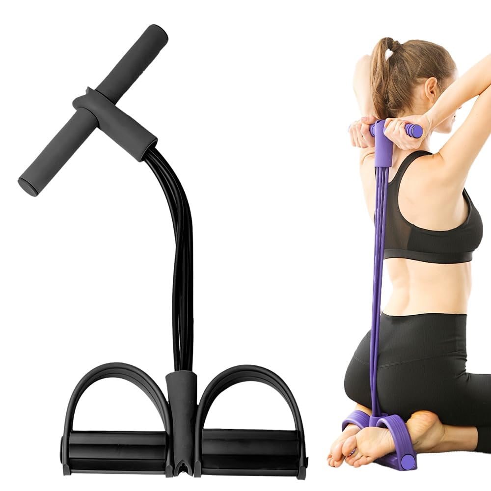 2026 Upgraded Pedal Resistance Bands with Handles, Multifunction Elastic Fitness Bands for Home Workout, Yoga and Stretching, Full Body Exercise Trainer for Arms Legs Waist