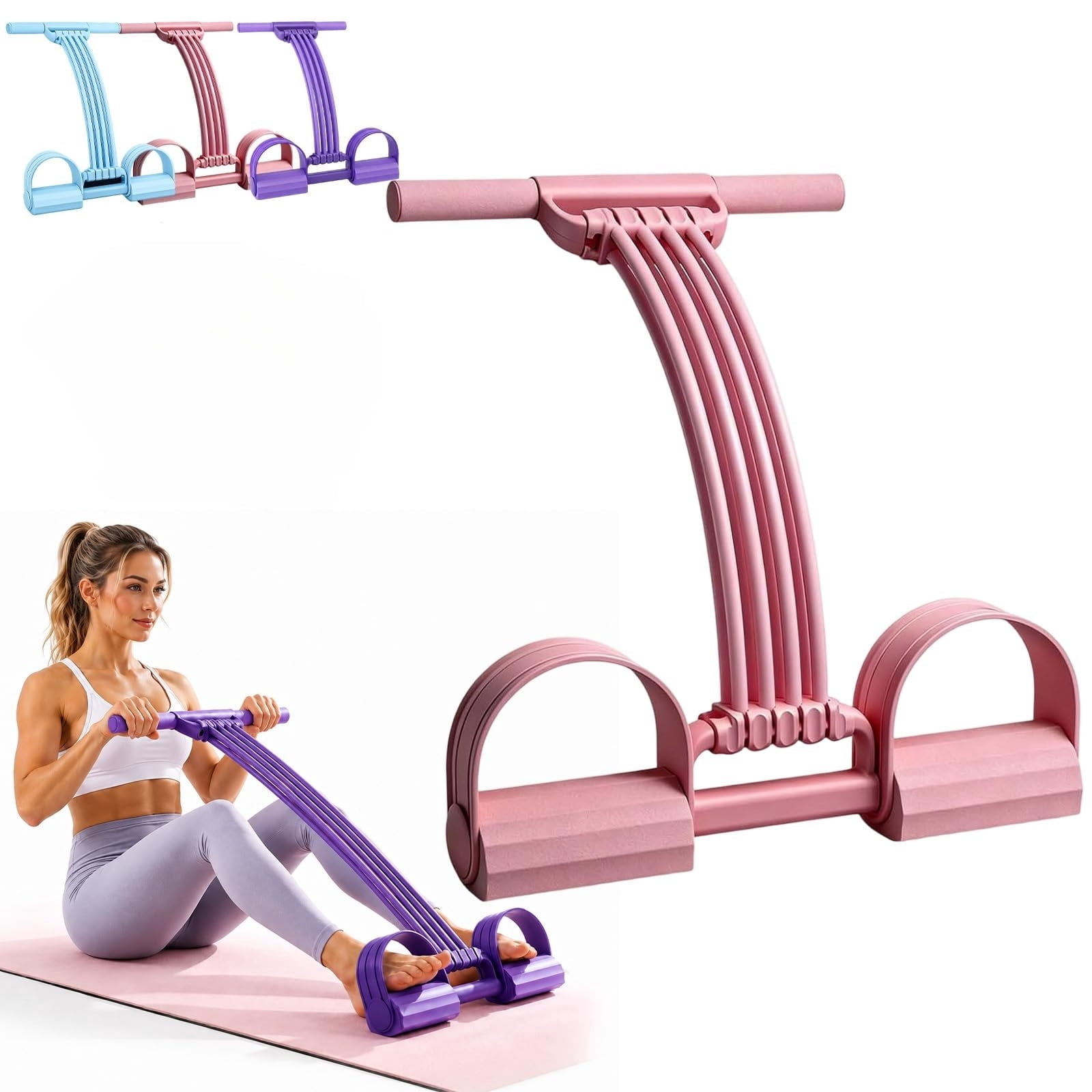 2026 Upgraded Pedal Resistance Bands with Handles, Multifunction Tension Rope, Elastic Yoga Resistance Band, Home Exercise Equipment for Full Body Workout, Yoga, Stretching, Waist, Arm, Leg