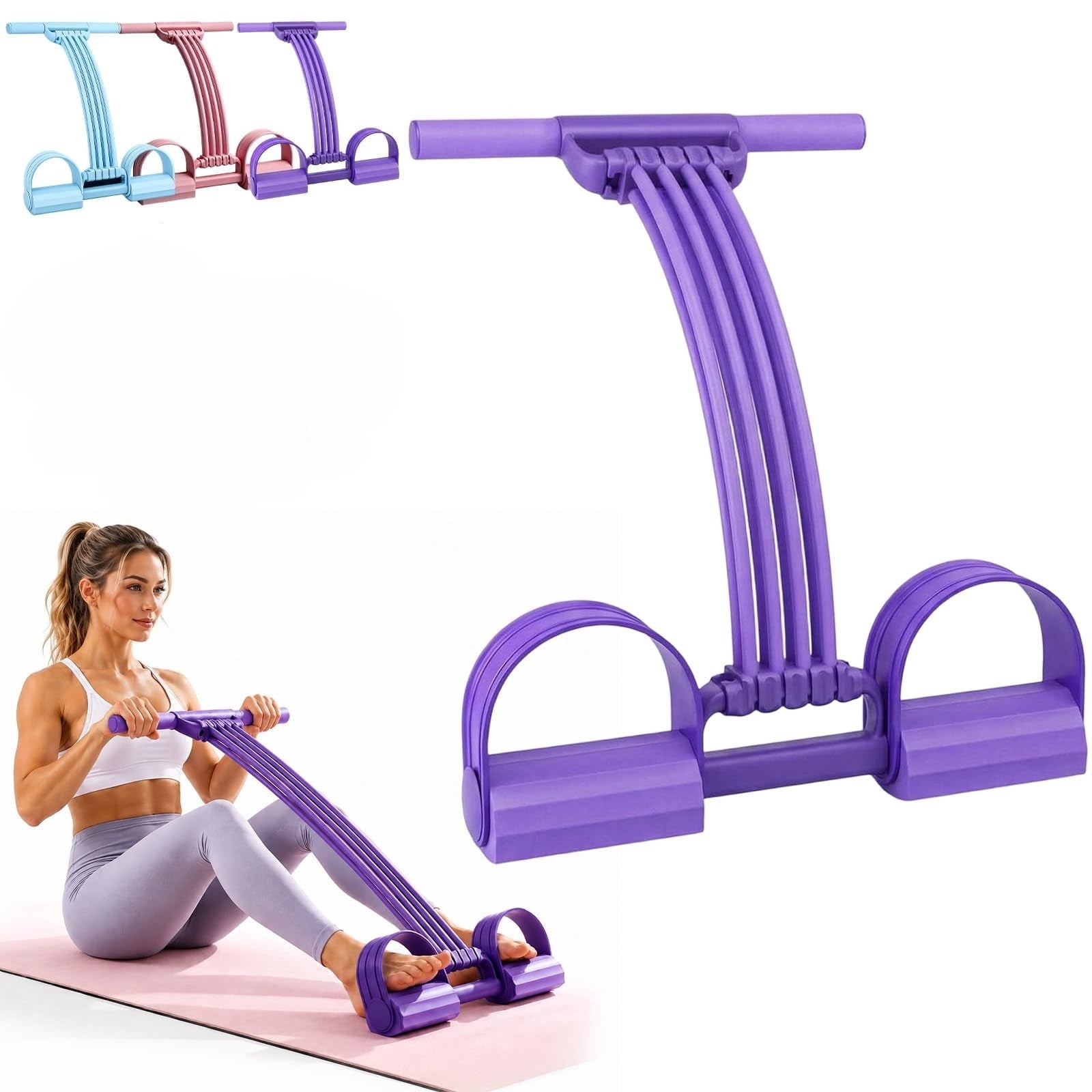 2026 Upgraded Pedal Resistance Bands with Handles, Multifunction Tension Rope, Elastic Yoga Resistance Band, Home Exercise Equipment for Full Body Workout, Yoga, Stretching, Waist, Arm, Leg