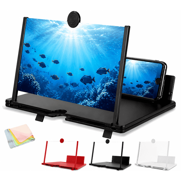 2026 Upgraded Phone Screen Magnifier, Foldable 3D Ultra HD Magnifying Stand, 10"-14" Retractable Screen Extender for Videos & Gaming, Compatible with All Smartphones