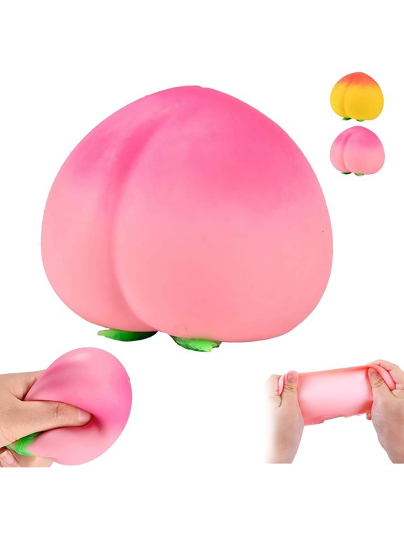2026 Upgraded Pink Big Peach Squish, Squeeze Fruit, Rebounding Jumbo Squishy-Peach, Soft Novelty Squishy, for Adults, 3.1 Inch Pink Cute Party Favors