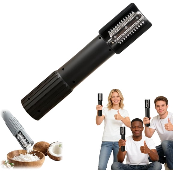 2026 Upgraded Portable Electric Coconut Grater Machine, Handheld Wireless Stainless Steel Rotating Roller with Anti-Splash Design for Home Kitchen Use