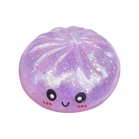 2026 Upgraded Purple Holographic Glitter Dumpling Squishy Stress Ball, Sparkly Squeeze Fidget Toy, Soft Stretchy Decompression Dough for Anxiety Relief, Cute Novelty Sensory Toy for Kids and Adults