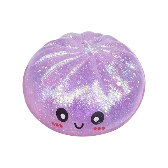 2026 Upgraded Purple Holographic Glitter Dumpling Squishy Stress Ball, Sparkly Squeeze Fidget Toy, Soft Stretchy Decompression Dough for Anxiety Relief, Cute Novelty Sensory Toy for Kids and Adults