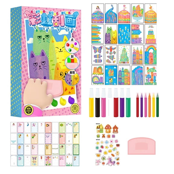 2026 Upgraded Rainbow Squeeze Art Kit, Magic Dot Scratch Paper Set, Creative Painting DIY Craft for Party Gifting