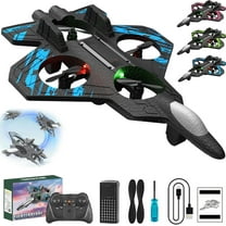 2026 Upgraded Rc Jet, Rc Stunt Fighter Jet with 360° Flips & LED Lights, Remote Control Foam Drone with LED Light, Battery & Fan Blade