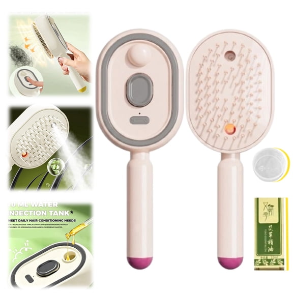 2026 Upgraded Rechargeable Mist Hair Brush, Electric Spray Air Cushion Massage Comb with Enhanced Fog Coverage, Anti-Static Anti-Tangle Detangling Comb to Reduce Frizz