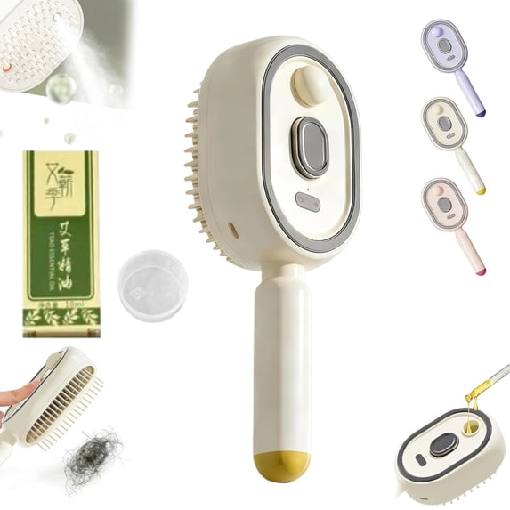 2026 Upgraded Rechargeable Mist Hair Brush, Electric Spray Air Cushion Massage Comb with Enhanced Fog Coverage, Anti-Static Anti-Tangle Detangling Comb to Reduce Frizz