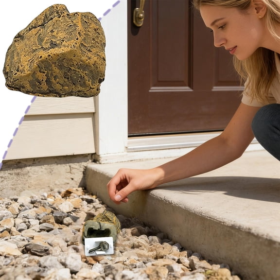 2026 Upgraded Safe Key Hider Rock, Secure Spare Key Storage for Outdoor Use, All-Weather Fake Stone with Hidden Compartment, Fits Standard Keys 2.5"x3.5"x2.1"