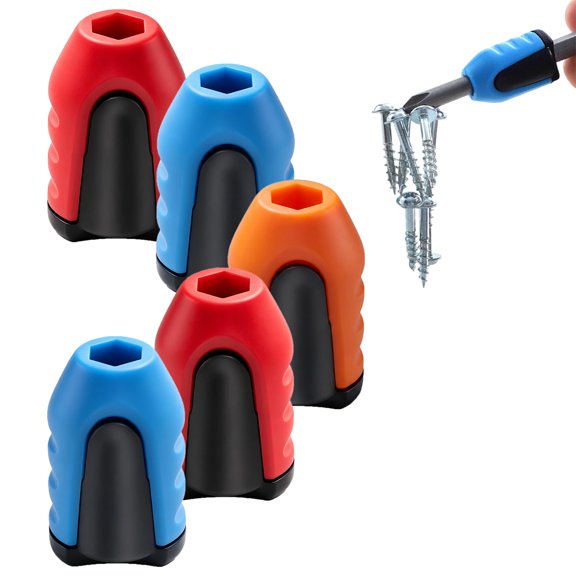 2026 Upgraded Screwdriver Head Magnetic Ring, 1/4 Inch/ 6.35 Mm Universal Magnetizer & Demagnetizer Tool Set, Magnetic Screw Holder For Impact Drivers, Drills & Screwdrivers (5, Mix)