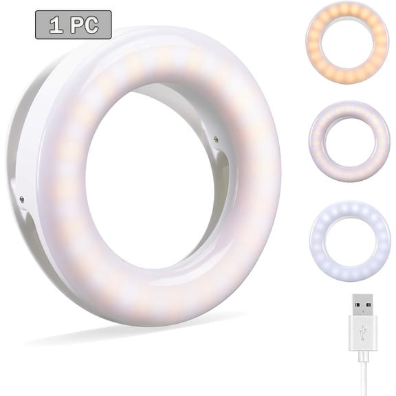 2026 Upgraded Selfie Ring Light with 40 LEDs, 3 Adjustable Brightness, Clip-On Fill Light for iPhone Android Smartphone Photography Videography Makeup