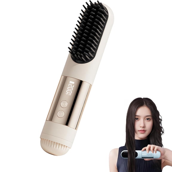 2026 Upgraded for Short Hair, 3 Heat Settings for All Hair Types, 30s Fast Heat, Ionic & Ceramic Care, Cold Air Mode, 2500mAh USB-C Rechargeable Straightening Brush (Blue)