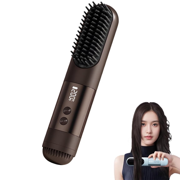 2026 Upgraded for Short Hair, 3 Heat Settings for All Hair Types, 30s Fast Heat, Ionic & Ceramic Care, Cold Air Mode, 2500mAh USB-C Rechargeable Straightening Brush (Blue)