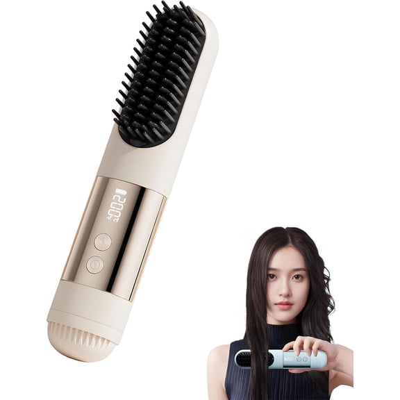 2026 Upgraded for Short Hair, 3 Heat Settings for All Hair Types, 30s Fast Heat, Ionic & Ceramic Care, Cold Air Mode, 2500mAh USB-C Rechargeable Straightening Brush