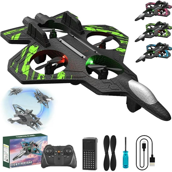 2026 Upgraded Skyriders RC Jet-RC Stunt Fighter Jet Toy for Adult with 360° Flips & LED Lights, Remote Control Airplanes Foam Planes Drone with Battery & Fan Blade