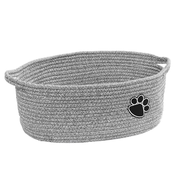 2026 Upgraded Small Dog Toy Basket, Soft Cotton Rope Dog Cat Toy Bin, Woven Storage Holder for Living Room, Cats Pet Gift Basket Empty, Decorative Wicker Storage Box with Handle (A)