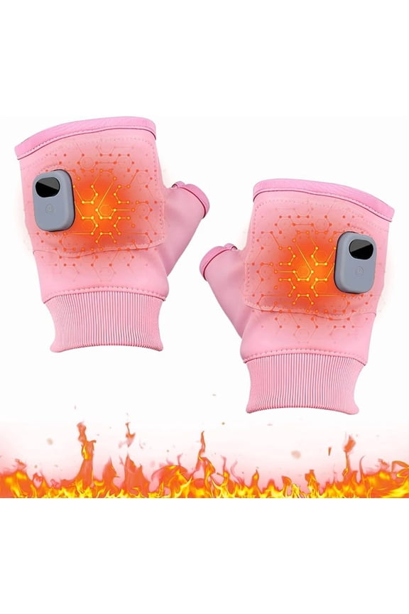 2026 Upgraded Smart Electric Heated Gloves, Rechargeable Fingerless Hand Warmers with Thermostatic Tech for Typing, Office & Winter Work