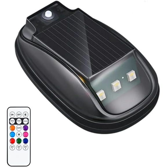2026 Upgraded Smart LED Car Top Fin Light, Solar Energy RGB Decorative Strobe with Motion Sensor, Wireless Waterproof Emergency Beacon for Moto & Car Styling