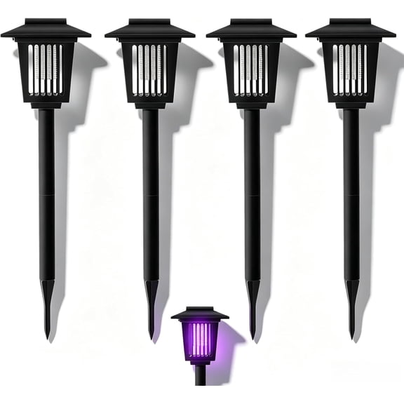 2026 Upgraded Smart Solar Dual-Mode Garden Zapper, Solar Powered Mosquito Zapper for Patio Yard Garden Farm (4Pcs)