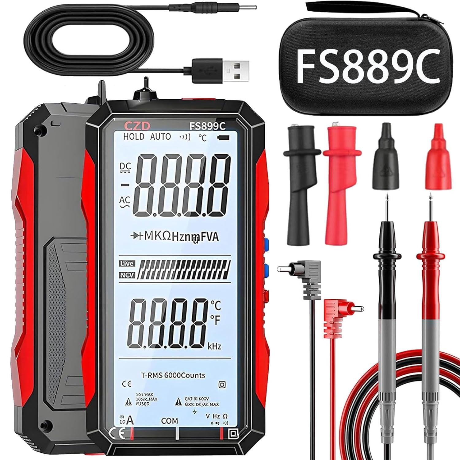 2026 Upgraded Smart USB Rechargeable Digital Multimeter, FS899L ...