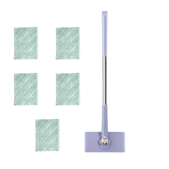 2026 Upgraded Snap Grip Mini Mop, Zero Touch Mini Mops, Cloth Changing MiniMop with Automatic Hands Free Push Pull Handle, Retractable Disposable Dust Mops for Multi Cleaning (Purple+5*Cloth, 28 in)
