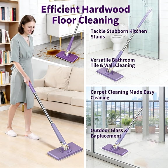 2026 Upgraded Snap Grip Mini Mop, Zero Touch Mini Mops, Cloth Changing MiniMop with Automatic Hands Free Push Pull Handle, Retractable Disposable Dust Mops for Multi Cleaning for Wall Door Window