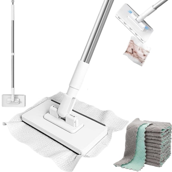 2026 Upgraded Snap Grip Mini Mop, Zero Touch Mini Mops, Disposable Dust Mop with 5/10/15 Reusable Cloths, 39 Inch Retractable Disposable Dust Mops for Multi Cleaning