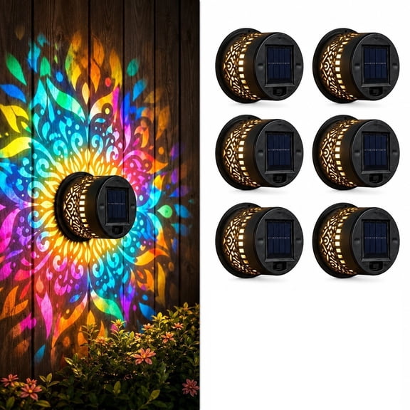 2026 Upgraded Solar Mandala Wall Light, Outdoor Garden Fence Projector Lamp