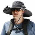 thumbnail image 1 of 2026 Upgraded Solar Powered Fan Hat, UPF 50+ Wide Brim Sun Hat with Dual Fans for Fishing, with 2 Fan Fishing Hats, 1 of 7