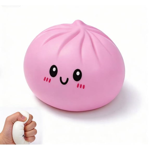 2026 Upgraded Squishy Dumpling | Smiling Face Mystery Dumpling Squishy Stress Ball, Soft Decompression Dough for Autism & Anxiety (Pink)