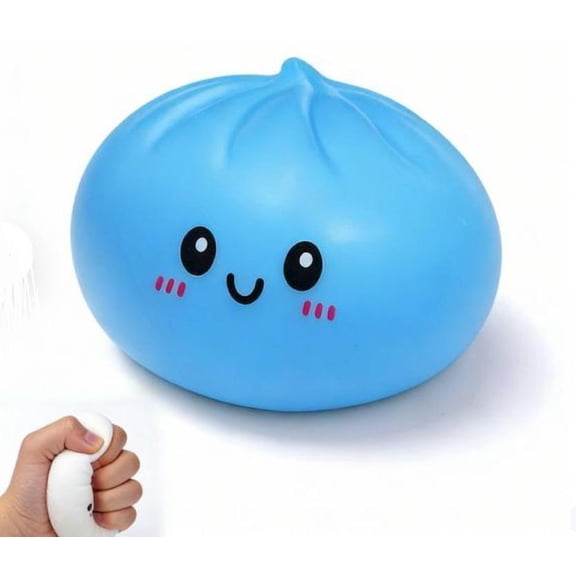 2026 Upgraded Squishy Dumpling | Smiling Face Mystery Dumpling Squishy Stress Ball, Soft Decompression Dough for Autism & Anxiety Relief (Blue)