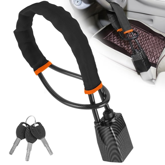 2026 Upgraded Steering Wheel & Seatbelt Lock – Universal Anti-Theft Device with 3 Keys