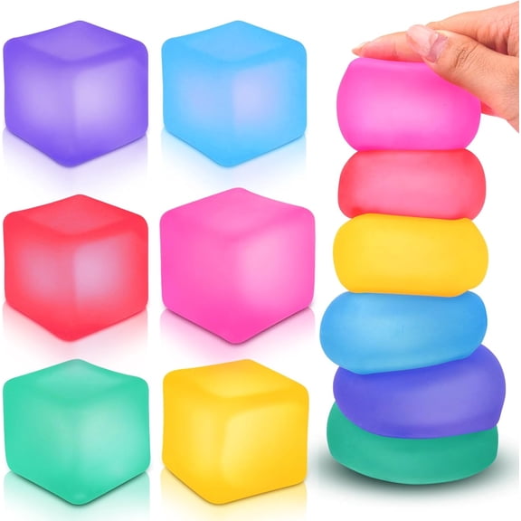 2026 Upgraded Stress Cube - Gel Filled Stress Toys, Squeeze Relief Toys, 6 Colors Random Delivery