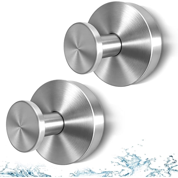 2026 Upgraded Suction Cup Hooks for Shower, Heavy Duty Vacuum Lock No Drill Stainless Steel Hooks, Rustproof Silver Bathroom Towel Hooks for Glass Door Tile & Windows, 2 Pack