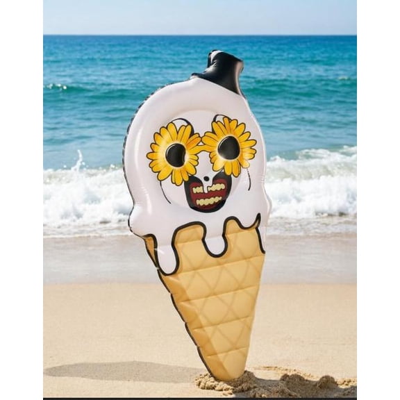 2026 Upgraded Summerween Terrifier Art Scary Clown Ice Cream Inflatable Pool Float Novelty Outdoor Water Accessory, Halloween Collectible Decorative