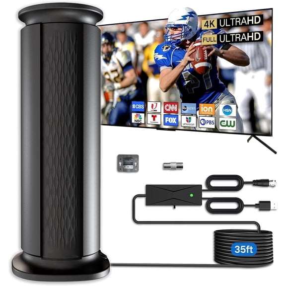 2026 Upgraded 2800+ Miles Range Digital TV Antenna, Indoor/Outdoor Amplified HDTV with Signal Booster for 4K Local Channels - 37ft Cable
