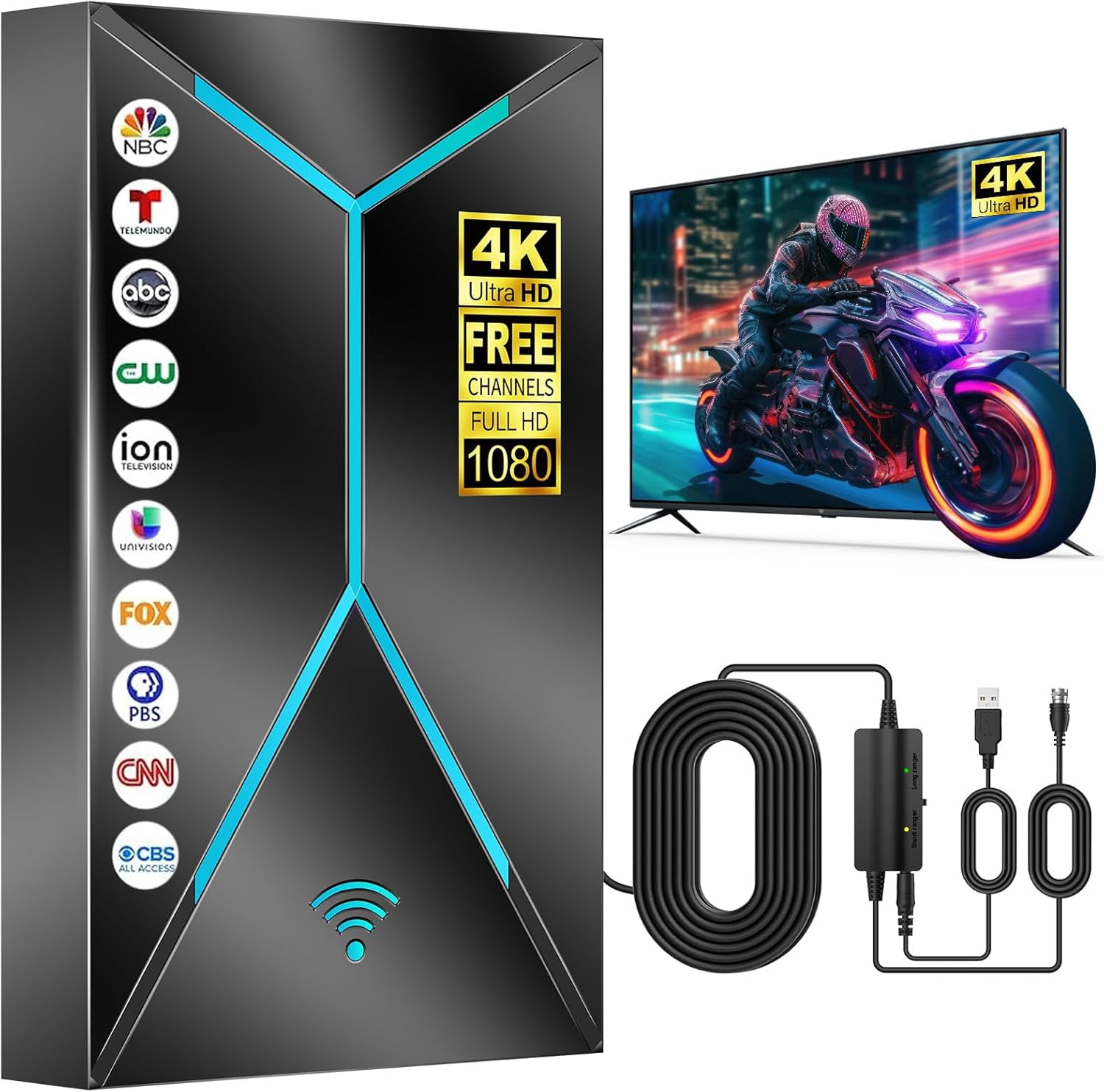 2026 Upgraded TV Antenna Indoor Outdoor – 3500+ Miles Long Range HDTV ...