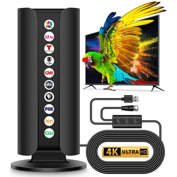 2026 Upgraded TV Antenna for Smart TV, 3000+ Miles Range Strongest Digital HD TV Antenna Indoor Ourdoor with Amplifier Signal Booster, Waterproof Design, 4K 1080p Support 360,32.88FT Cable