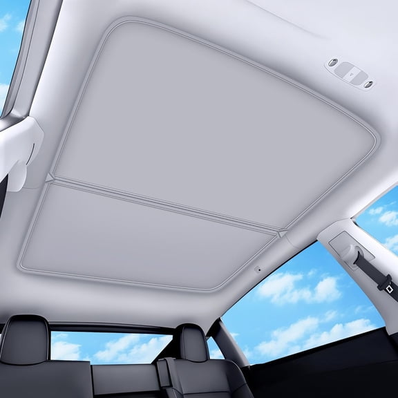 2026 Upgraded for Tesla Model Y Accessories Sunshade Roof [No Sag, Ice-Crystal Cooling Coatings] Heat Insulation Glass Roof Sun Shade for Tesla Model Y Accessories 2020-2024 Beige