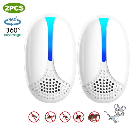 2026 Upgraded Ultrasonic Pest Repeller Indoor, 2 Pack Electronic Pest Control for Bugs, Rat, Mice, Roach, Rodent, Mouse, Mosquito, Spider Insect Repelent for Home Kitchen Office Garage, White