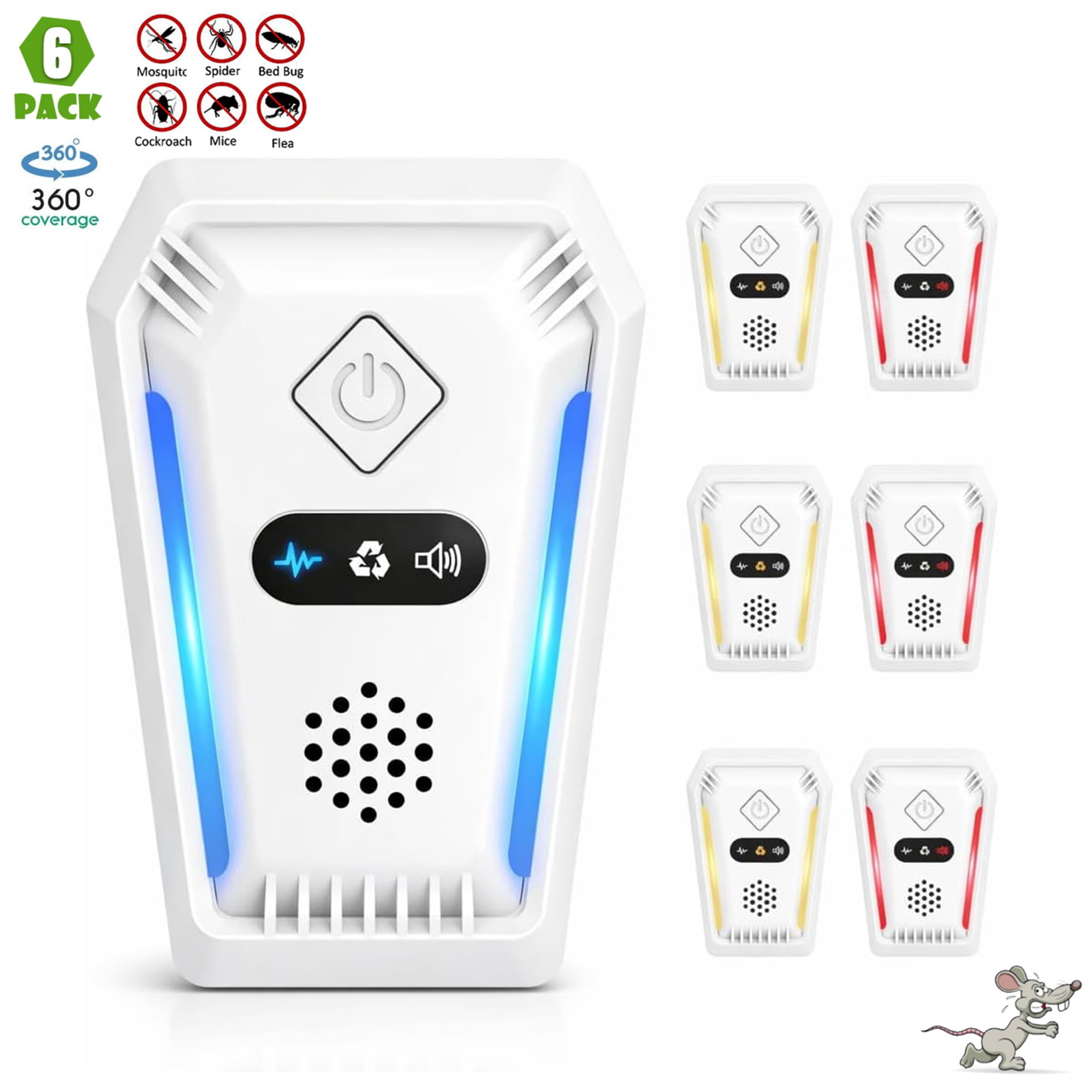 2026 Upgraded Ultrasonic Pest Repeller for Indoor Use, Plug-in Ultrasonic Device for Bugs, Mice, Rats, Roaches, Rodents, Spiders & Insects, Home Electronic Pest Control Device with 3 Working Modes