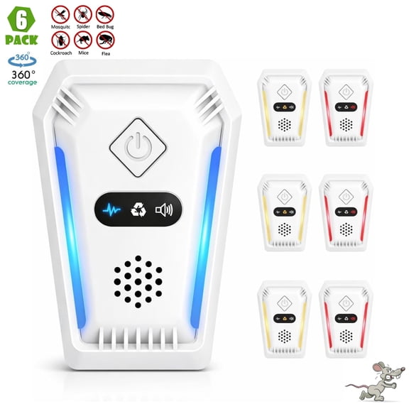 2026 Upgraded Ultrasonic Pest Repeller for Indoor Use, Plug-in Ultrasonic Device for Bugs, Mice, Rats, Roaches, Rodents, Spiders & Insects, Home Electronic Pest Control Device with 3 Working Modes