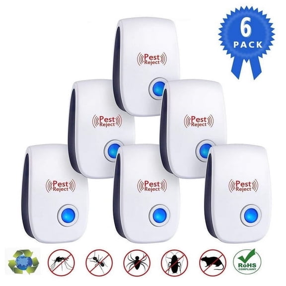 2026 Upgraded Ultrasonic Pest Repeller Plug-In, 6-Pack Home Deterrent for Mice, Mosquitoes, Spiders, Fleas & Bugs