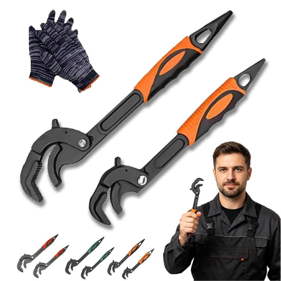 2026 Upgraded Universal Pipe Wrench, Multi-Function Self Adjusting Pipe Wrench, Self-Locking Pipe Vise Wrench Set, Power Grip for Standard and Irregular Nuts, Pipes Use