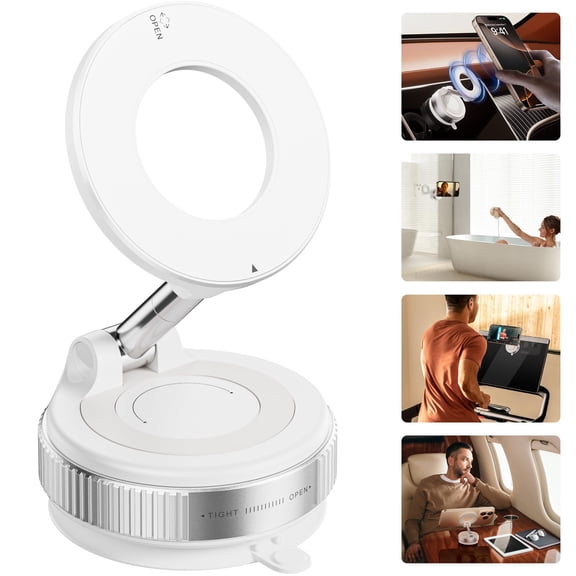 2026 Upgraded Vacuum Magnetic Car Phone Holder 360° Reinforced 96LBS Ultra Suction Cup Phone Mount for MagSafe Cell Phone Holders for Your Car/Gym/Mirror Mount for iPhone & Android