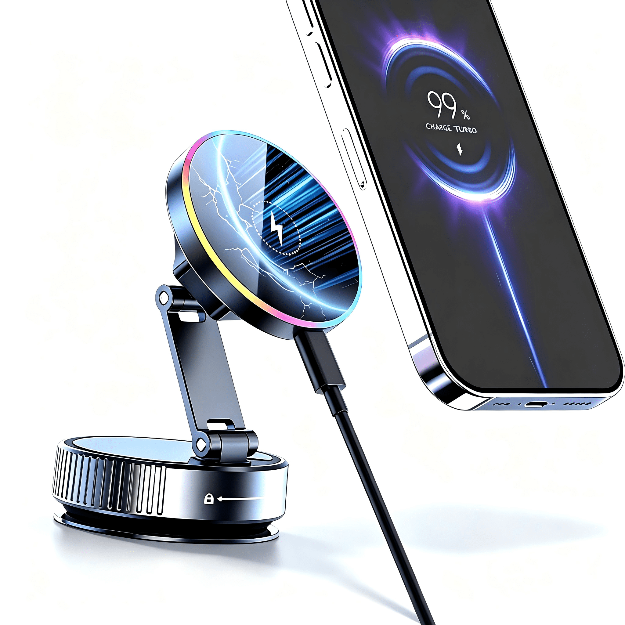 2026 Upgraded Vacuum Magnetic Car Phone Holder 360° Reinforced 96LBS Ultra Suction Cup Phone Mount for MagSafe Cell Phone Holders for Your Car/Gym/Mirror Mount for iPhone & Android
