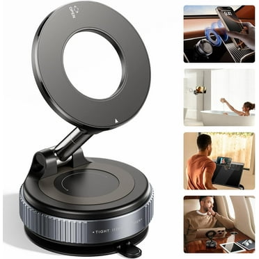 2026 Upgraded Vacuum Magnetic Car Phone Holder 360° Reinforced 96LBS Ultra Suction Cup Phone Mount for MagSafe Cell Phone Holders for Your Car/Gym/Mirror Mount for iPhone & Android
