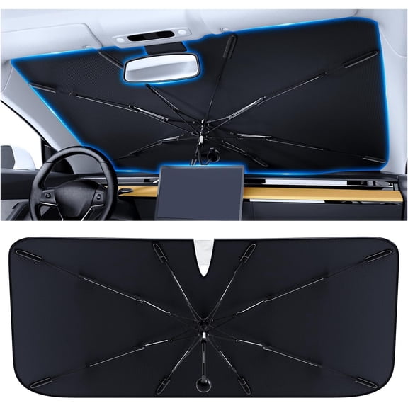 2026 Upgraded Versatile Car Umbrella Windshield Sun Shade for Four-Door Sedan and Large | Keep Cool & Protect Interior | Reliable UV Blocker&Heat Shield | Car Window Shades | Large (57"x32")