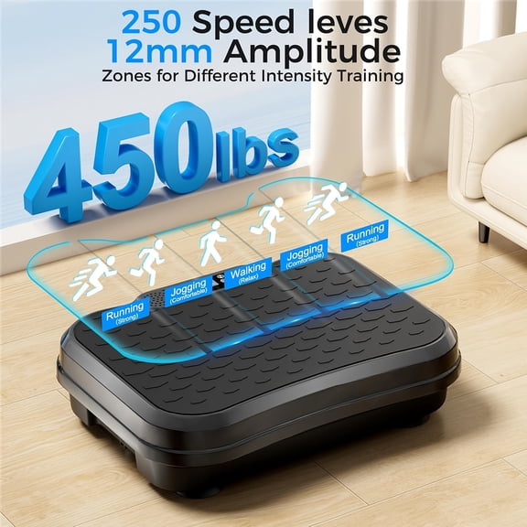 2026 Upgraded Vibration Platform, 450lbs Capacity Vibration Plate Machine, Lymphatic Detox & Blood Circulation Improvement, No Battery, Home Gym Fitness Equipment for All People
